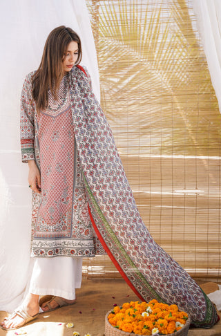 Gulbahar (Floral Spring) Dupatta - Brick Red