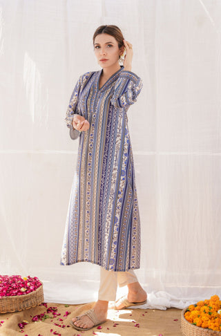 Gulistan (Flowerland) Stripes Kurta - Blue