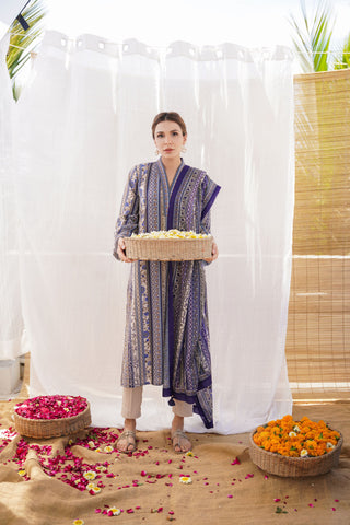 Gulistan (Flowerland) Stripes Kurta - Blue
