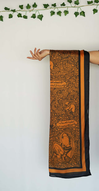 Aaina (Mirror) Scarf - Rustic Orange with Black