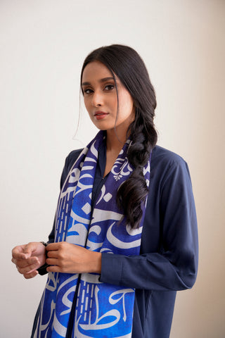 Huroof (Arabic Letter) - Shaded Blue Stole