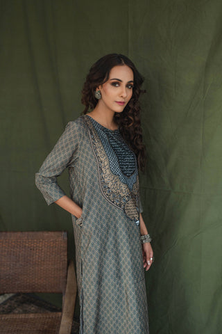 Elora Velvet Co-ord Set - Earthy Green