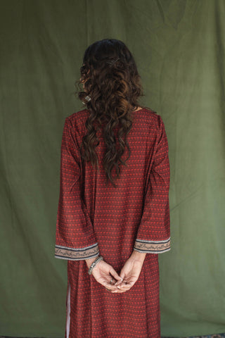 Esra Velvet Co-ord Set - Maroon