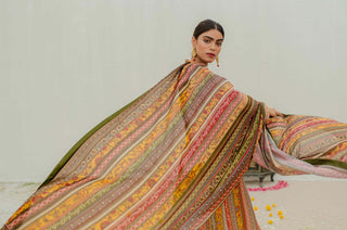 Gulistan (Flowerland) Stripes Dupatta - Mustard
