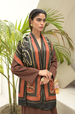 Ishq (Love) Stole - Black & Rust