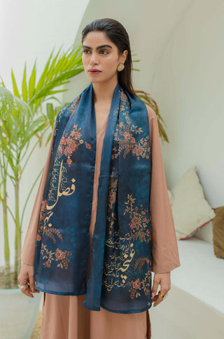 Chaman (Garden) Scarf - Midnight Blue