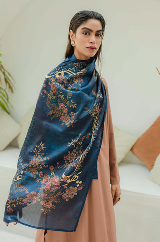 Chaman (Garden) Scarf - Midnight Blue