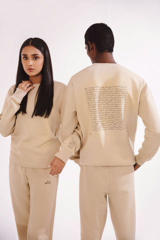 Shopmanto, wear manto, pakistan, women, men, ladies, clothing, urdu, calligraphy, hoodies, sweatshirt, jogger pants, winter wear, karachi, western clothing, manto store, urdu calligraphy clothing, unisex hoodies, unisex winter wear, sweatshirts in pakistan, sweatshirts for men, sweatshirts for women, unisex sweatshirts, comfort, soft, track suit, french Vanilla Talaash Sweatshirt, text print at the back of sweatshirt, text print on sleeves, printed sweatshirt, comfort revolution