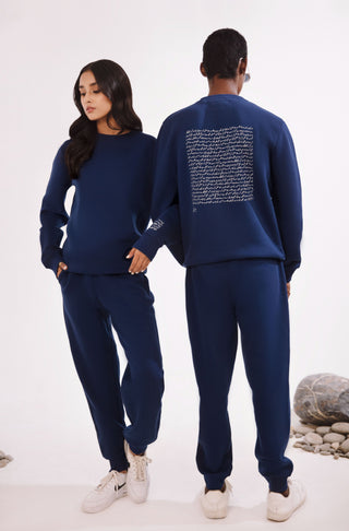 Shopmanto, wear manto, pakistan, women, men, ladies, clothing, urdu, calligraphy, hoodies, sweatshirt, jogger pants, winter wear, karachi, western clothing, manto store, urdu calligraphy clothing, unisex hoodies, unisex winter wear, sweatshirts in pakistan, sweatshirts for men, sweatshirts for women, unisex sweatshirts, comfort, soft, track suit, midnight blue Talaash Sweatshirt, text print at the back of sweatshirt, text print on sleeves, printed sweatshirt, comfort revolution