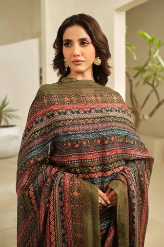 Manto Women's Green Dupatta with Urdu Calligraphy