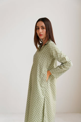 Manto Blocks Co-Ord Set - Green & Beige