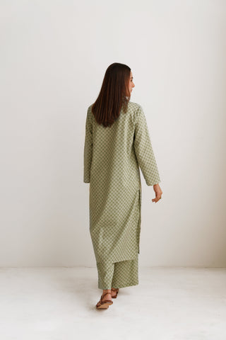 Manto Blocks Co-Ord Set - Green & Beige