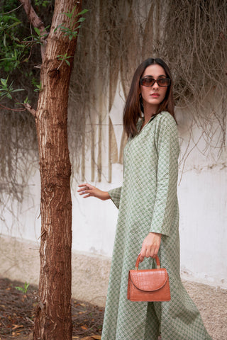 Manto Blocks Co-Ord Set - Green & Beige