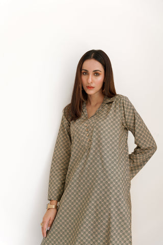 Manto Blocks Co-Ord Set - Teal & Beige