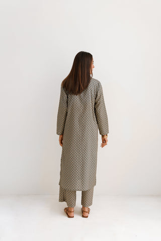 Manto Blocks Co-Ord Set - Teal & Beige