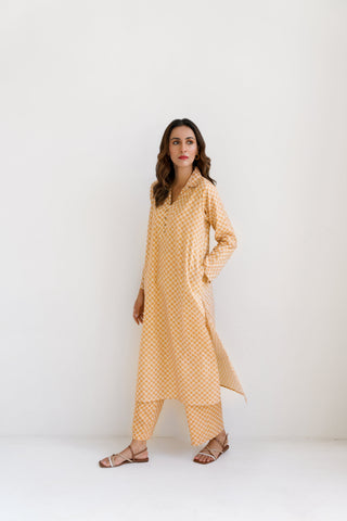 Manto Blocks Co-Ord Set - Mustard & White