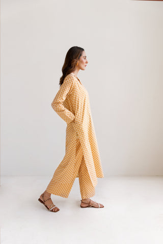 Manto Blocks Co-Ord Set - Mustard & White