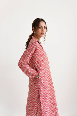 Manto Blocks Co-Ord Set - Red & White