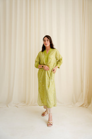 Aaina (Mirror) Kaftaan - Lime Green