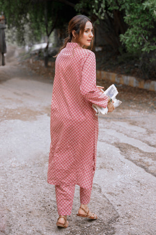 Manto Blocks Co-Ord Set - Red & White