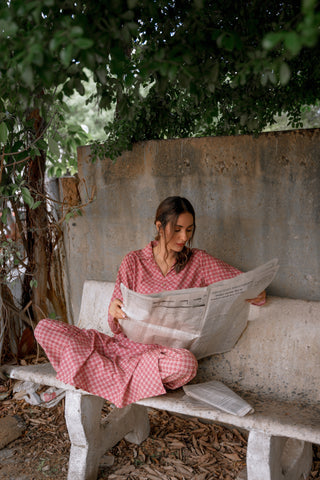 Manto Blocks Co-Ord Set - Red & White