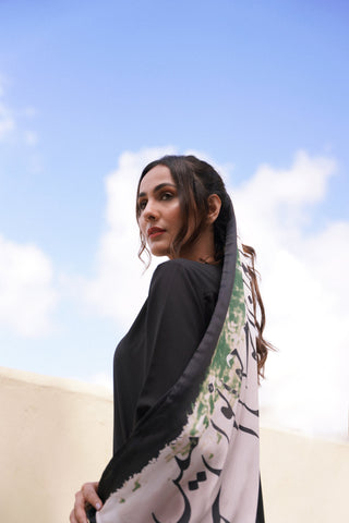 Shopmanto, wear manto, manto clothing brand, manto pakistan, manto stole, manto scarf, manto scarves and stole, ladies scarves, black and green stole, azaadi stole