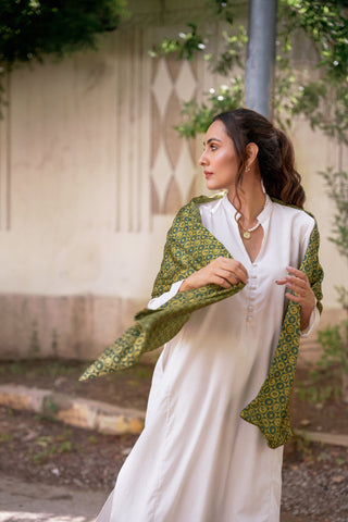 Manto Blocks Stole - Green & Yellow