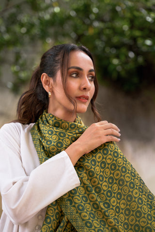 Manto Blocks Stole - Green & Yellow