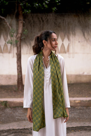 Manto Blocks Stole - Green & Yellow