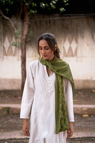 Manto Blocks Stole - Green & Yellow