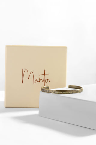Manto Unisex Gold Stainless Steel Jahaan Cuff Bracelet (Kara) with Urdu Calligraphy of Poetry by Allama Iqbal