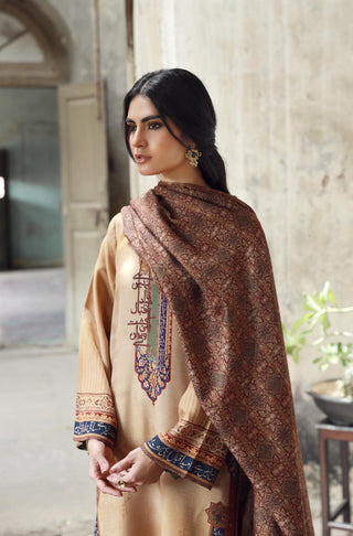 Manto Women's Double Sided Dasht Shawl featuring words of Allama Iqbal paired with Dasht Co-ord Set