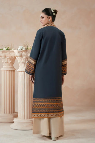Manto Women's Teal Printed Kurta with Urdu Calligraphy paired with Beige Pants