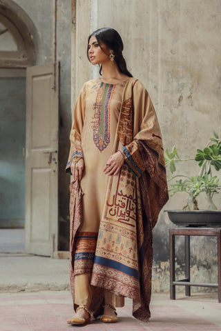 Manto Women's Double Sided Dasht Shawl featuring words of Allama Iqbal paired with Dasht Co-ord Set