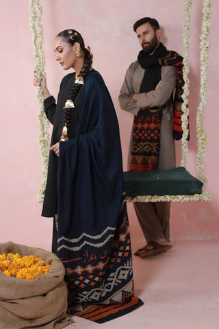 Aghaaz (Genesis) Weaved Shawl - Blue