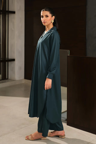 Manto Women's Ready to Wear 2-Piece Teal Solid Co-ord Set