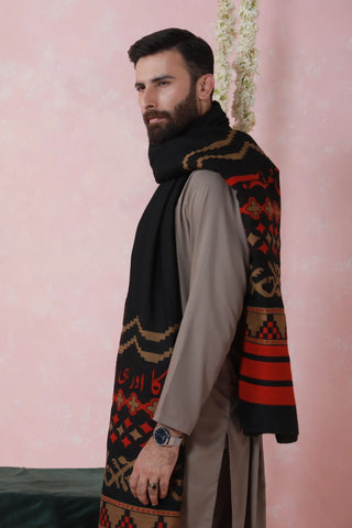 Aghaaz (Genesis) Weaved Shawl - Black