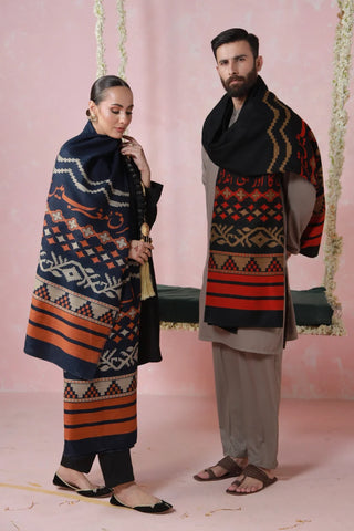 Aghaaz (Genesis) Weaved Shawl - Black