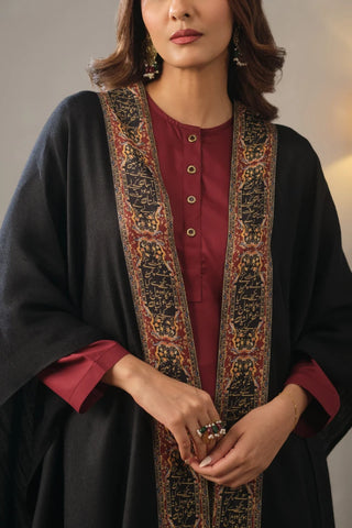 Manto's Unisex Black Acrylic Cape with Urdu Calligraphy
