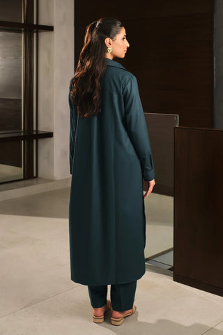 Manto Women's Ready to Wear 2-Piece Teal Solid Co-ord Set