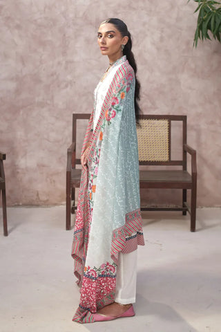 Manto Women's Nargis Light Blue Dupatta with Urdu Calligraphy