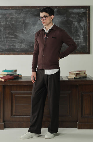 Manto's Unisex Premium Fleece Outerwear Sanki Brown Jacket with Sanki Calligraphed at the Back