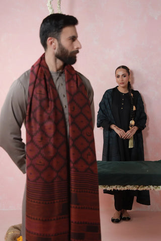 Parwana (Yearner) Weaved Shawl - Maroon