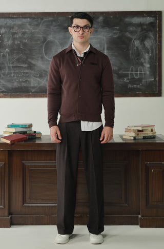 Manto's Unisex Premium Fleece Outerwear Sanki Brown Jacket with Sanki Calligraphed at the Back