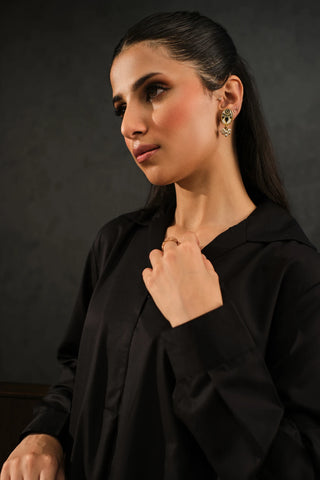 Manto Women's Ready to Wear 2-Piece Black Solid Co-ord Set