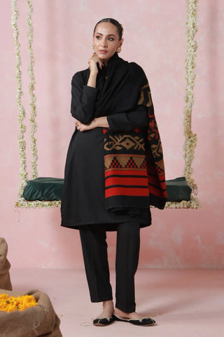Aghaaz (Genesis) Weaved Shawl - Black