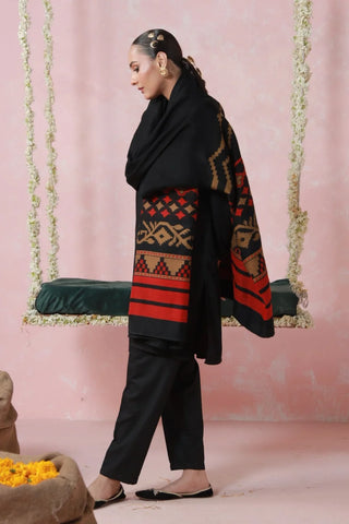 Aghaaz (Genesis) Weaved Shawl - Black