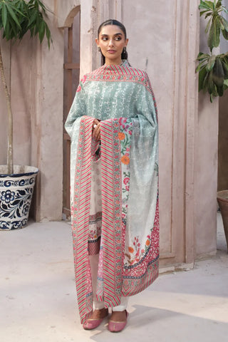 Manto Women's Nargis Light Blue Dupatta with Urdu Calligraphy
