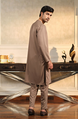 Manto Men's Grey Wash-n-wear Kurta Pajama