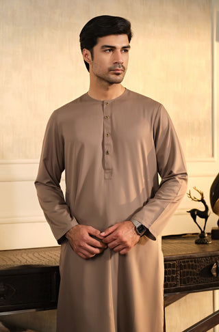 Manto Men's Grey Wash-n-wear Kurta Pajama